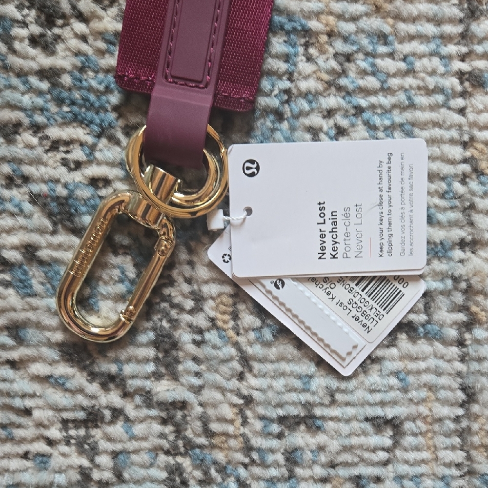 Lululemon Athletica Never Lost Keychain with Gold Clip